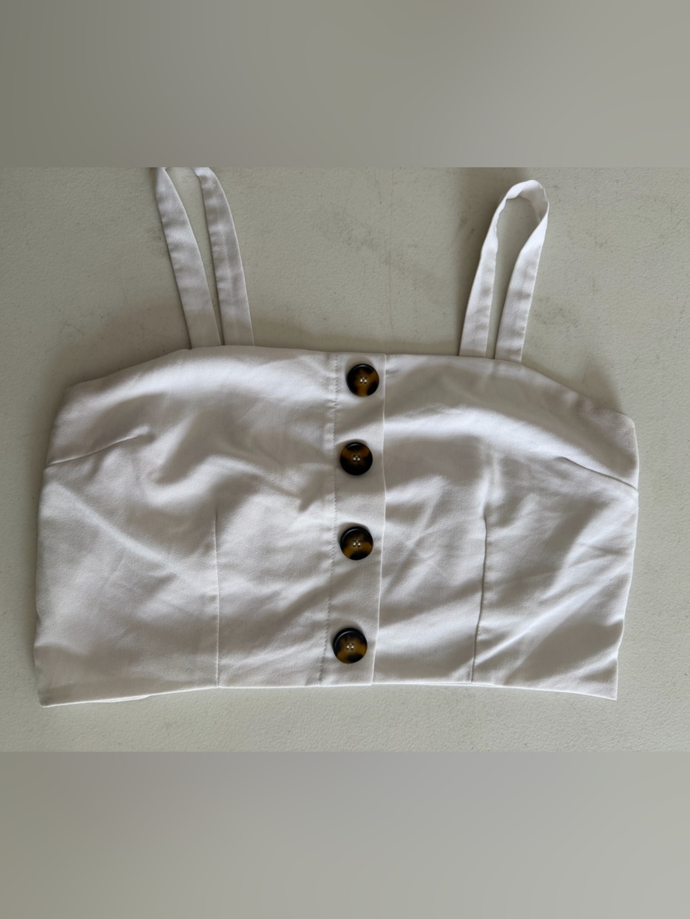 White Button-Front Cropped Tank Top Size Medium